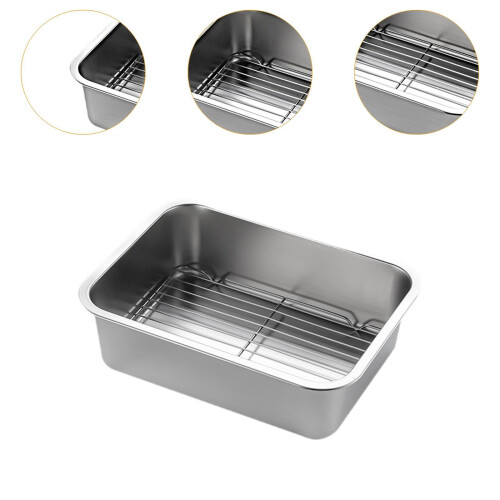 Baking Sheet Pan with Rack Oil Filtering Net Rectangle Cookie Pan for 2
