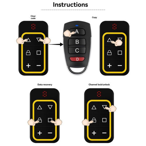 8CH Multi Frequency Garage Door Remote Control 270-868MHZ RF Copy Remote Control Automatically Identify Frequency Red 2