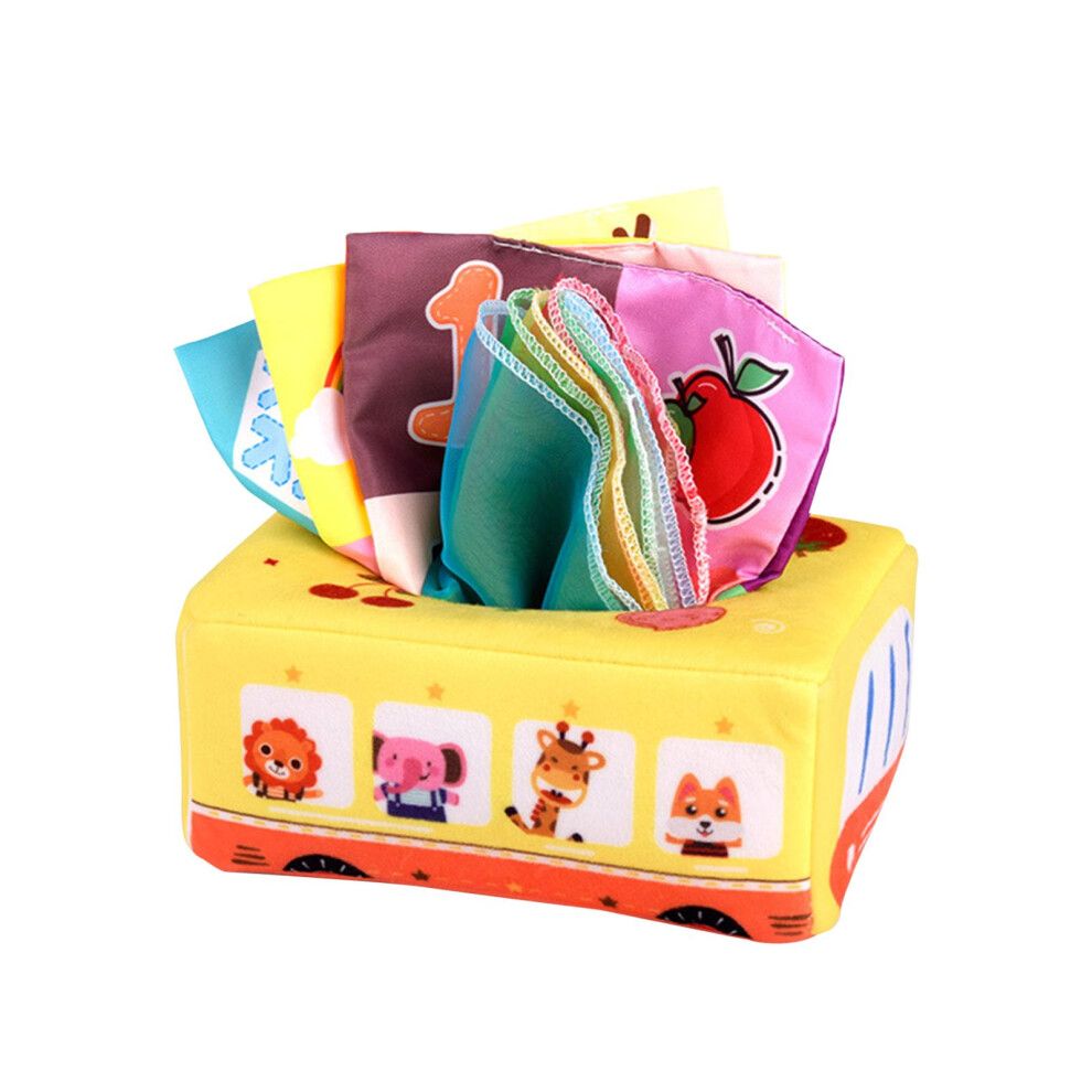 Pull Along Tissue Box Montessori Crinkle Tissue Toy for Newborns Baby