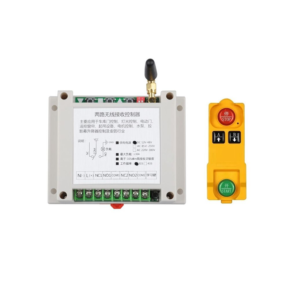 Universal Ac220v-380V 2 Channels 433Mhz Wireless Remote Control For Factory Motor Control Traffic Gate 6031146295863