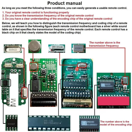 280-868MHZ Garage Remote Control Duplicator Multifrequency Wireless Copy Remote Control Universal Door Opener 2