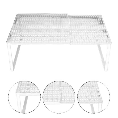 Expandable Cabinet Storage Shelf Stand Riser Organizer Rack White 38 t 2