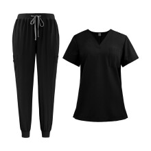Women Scrub Uniform Set Work suits for Healthcare Beauty Salon XXL Bla