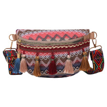 Bohemian Fanny Pack Bag Fashionable with Tassels Chest Bag for Running