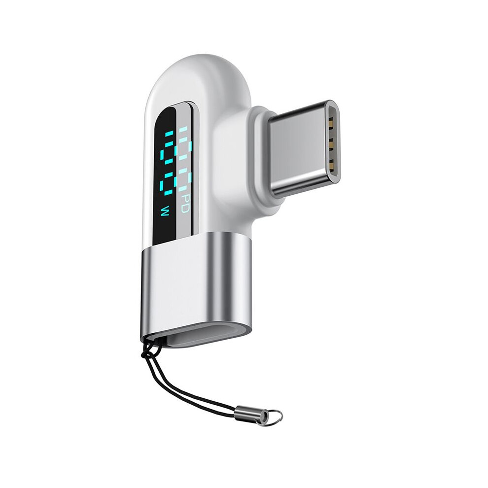 120W Type C To Type C Adapter Elbow Digital Display Usb C Adapator Fast Charging Type C Converter Silver 6033325061726