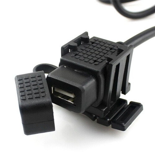 USB Charger Adapter with Inline Fuse Waterproof USB Motorcycle Socket 5V 2.1A USB Power Outlet 1.83m Cable 2