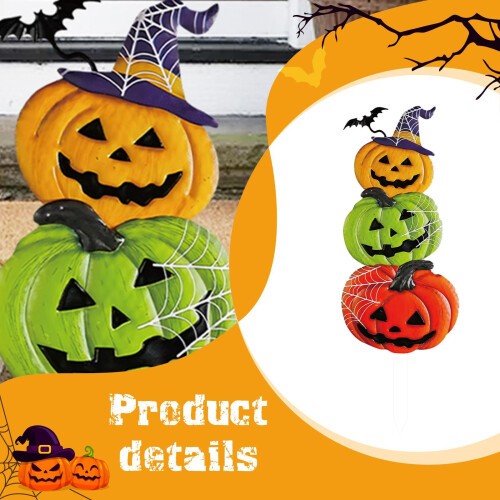 Halloween Yard Stake Pumpkin Halloween Decor for Courtyard Pathway Far 2