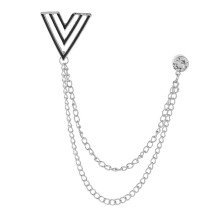 Men's Brooch Suit Pin with Chains Alloy Chain Brooch Pin for Hat Coat