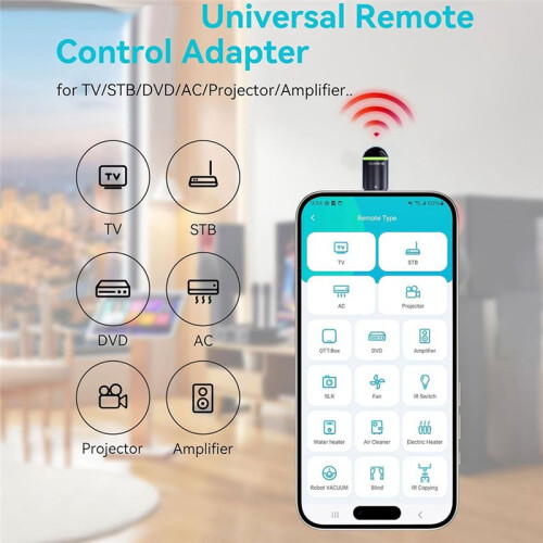 OCRUSTAR Universal Remote Control Adapter for Phone,MFi Certified  IR Blaster for TV/AC/DVD/STB Work with IOS/Android 2