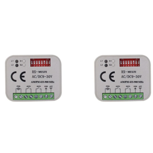 2X Universal Garage Door Remote Control Receiver 2CH Controller  for Transmitter RX Multi Frequency 433-900MHz