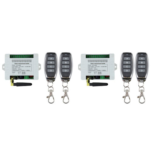 12V 24V 36V 10A 433MHz 4 Channel Wireless Relay RF Remote Control  Receiver+4CH Transmitter,2 Receiver 4 Remote