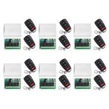 6X DC12V 24V 4CH Afstandsbediening Schakelaar 433M Ontvangst Controle Vierweg Relais Module