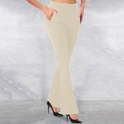 Damenmode, lässig-elegant, einfarbige Strickhose mit schmalem Schlag