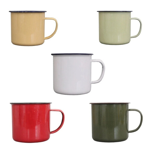 Κούπα τσαγιού Enamel 500ml, Vintage σιδερένια κούπα τσαγιού με λαβή – Λευκή, για το σπίτι, 2