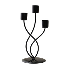 Elegante candelabro de ferro com 3 braços e acabamento em dourado e preto – Decoração romântica para mesa, centro de mesa para casamento,