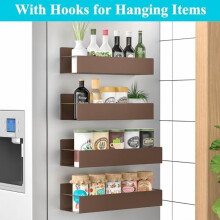 4er-Pack magnetische Gewürzregale für Kühlschrank und Backofen, bronzefarbene Kühlschrank-Organizer und Aufbewahrung