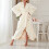 Women's Fleece Robe Long Sleeve with Pockets Adjustable Tie 4