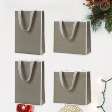 bolsas de papel gris recubiertas para envolver regalos, ideales para festivales y celebraciones (7,9 x 7,1 pulgadas).