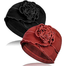2-teiliges Baumwoll-Chemo-Turban-Set, weiche Kopfbedeckung für Frauen mit Haarausfall, elastische Krebsmütze