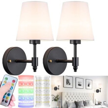 Conjunto de 2 arandelas de parede a bateria, lâmpadas magnéticas RGB sem fio (10000mAh), controle remoto, sem necessidade de fiação.