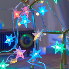 118 inch LED-sterrenlichtslinger, 20 batterijgevoede lichtjes met constante en knipperende standen voor kerst, bruiloft en buitendecoratie (kleurrijk)