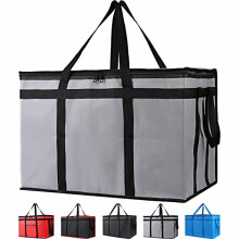 Borsa termica isolante per alimenti caldi e freddi, formato extra large, ideale per la spesa, il catering e come scaldapizza, colore grigio,