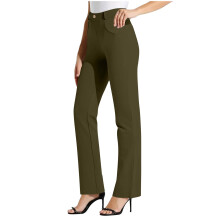 Pantaloni da donna Boli, tinta unita, vita elasticizzata, gamba dritta, casual, taglie dalla S alla 2XL
