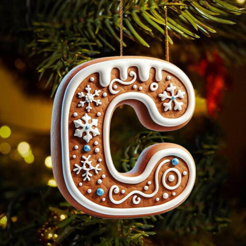 Acrylic 2D Christmas Letter Pendant, 8 cm 2