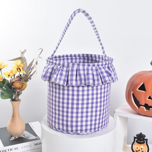 Καλάθι Tote Gingham για το Halloween – Βαρέως τύπου υφασμάτινη τσάντα δώρου με λαβές, 1