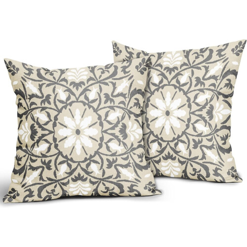 Conjunto de 2 capas de almofada boho em linho, 45x45 cm (18x18 polegadas). 1