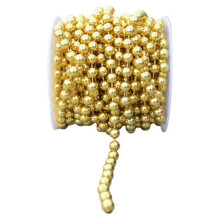Weihnachtliche 8-mm-Rundperlenkette mit fester Versilberung, Anhänger für Hochzeiten, Weihnachten, Geburtstage und Bühnendekoration (Gold, 10