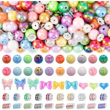 289 Perlen für Stifte, 16 mm Acrylperlen, Regenbogenfarbene Stiftperlen, Kaugummiperlen für Schmuckherstellung, Armbänder, Perlenstifte, Ohrringe
