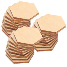 100 stuks houten zeshoekige stukken met zeshoekige voetstukken voor kantoor en kinderkamer