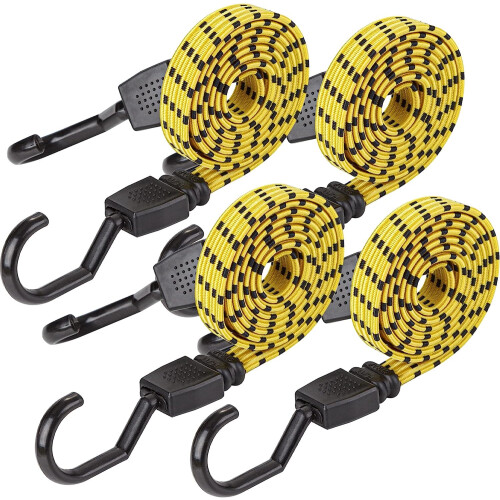 Ultra48" svart/gul platt elastisk lina, 4-pack x 48"