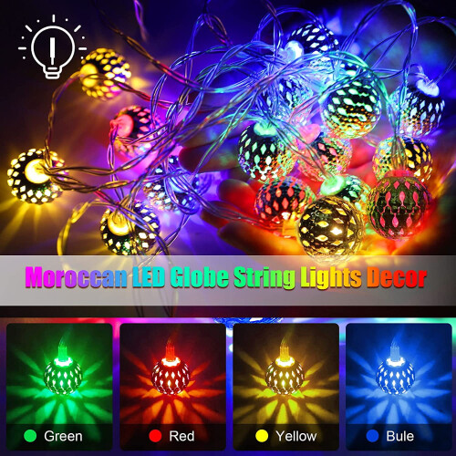 Moroccan Globe String Lights 10FT 20LED Battery Powered 1