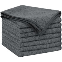 Mikrofasertuch, grau, 8er-Pack, 29,2 x 29,2 cm, fusselfrei, für Autos, SUVs, Fenster, Küche, Werkstätten – geeignet für alle Oberflächen