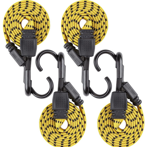 Ultra48" svart/gul platt elastisk lina, 4-pack x 48" 2