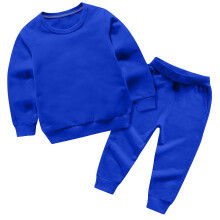 Conjunto infantil de moletom de gola redonda e calça com elástico na cintura, em cor sólida, para outono/inverno. Roupa moderna de duas peças