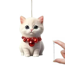 Decorazione natalizia a forma di gatto per albero di Natale 2025, ciondolo in acrilico, decorazione natalizia 2D a forma di gatto per gli amanti dei