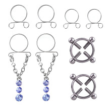 DESIGNICE Fake-Brustwarzenpiercing – Tropfenförmiger Stecker, Brustwarzenring-Set ohne Loch, Körperschmuck ohne Piercing