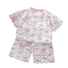 Baby Piger Drenge Tøj Baby Outfits Skjorter Sæt Småbørn Tegneserie Print Mønster Kortærmet Todelt Sutur