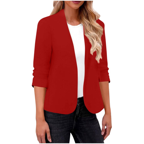 Γυναικεία σακάκια Kukoosong για επιχειρήσεις, casual, με μακριά μανίκια και ανοιχτό 1