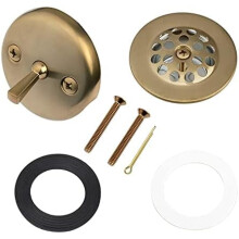 Champagne Bronze Trip Lever Tub Trim Kit with Overflow Face Plate, Strainer, Screws – No Putty Installation