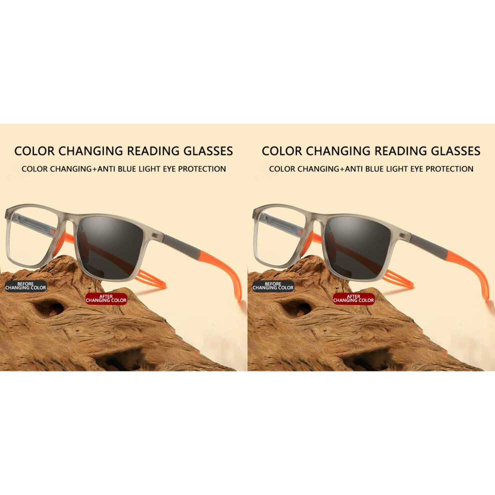 Blue/Light 2Pcs Blocking Photochromic Reading Glasses - Progressive Lenses, Auto-Dimming For Computer, Reading & Outdoor Use