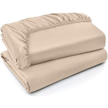 Lot de 2 draps-housses King – Polyester microfibre brossé,