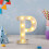 Letras luminosas de LED rosa com glitter, alfabeto de 30 cm (12 polegadas). 6