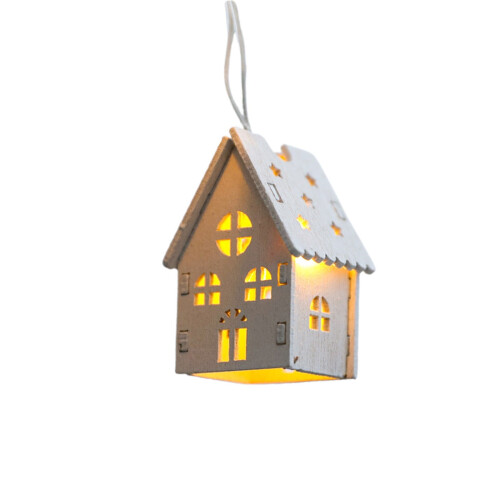 Christmas Wooden House LED String Lights Warm White 1