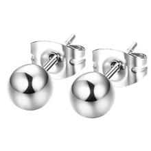 Opolski Fashion Unisex Silver Plated Ball Ear Stud Earrings Piercing Party Jewelry Gift