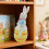Easter Bunny Figurine Hand-Painted Resin 4.7 inch 4