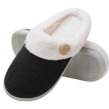 Plysjknapper Strikkede Hjemmesko til Kvinder og Mænd Komfortable Hjemmesko med Kunstpelsfor og Memory Foam Efterår/Vinter Udendørs Indendørs